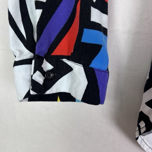 Big Dart Shirt Womens EU 48‎ Geometric Art Blouse 80s Retro Button Up Abstract - Picture 6 of 11